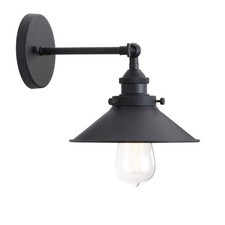 PERMO Vintage Industrial Metal Wall Sconce Lighting 180 Degree Black