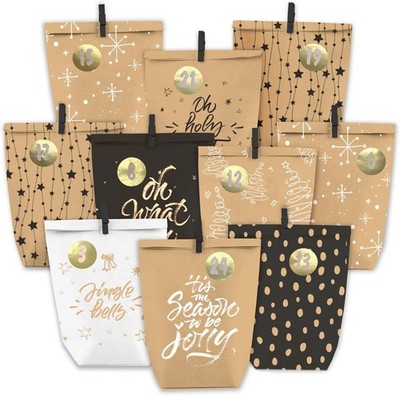 Adventskalender zum Befüllen, 24 Weihnachtskalender Geschenk Papiertüten Groß...