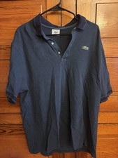Lacoste Men's Vintage Early 1980s Polo Shirt Navy Green, Size Large