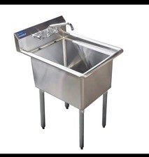 AmGood Stainless Steel Utility Prep Sink w/ Faucet 15x15x13 Single Bowl New