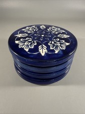 Set Of 4 Blue & White 4 Inch Round Ceramic Co...