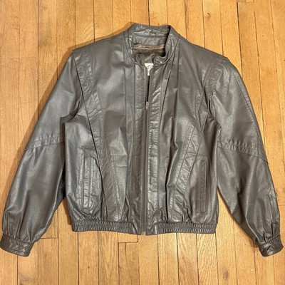 Vintage 80s Bermans Leather Bomber Jacket Mens 42 Brown Thinsulate Flight Moto