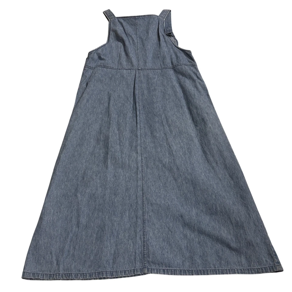 Maxi Vestido Talbots Denim Delantal Azul Jean Babero Frontal Botón Laterales Talla 12 Foto 2 de 4