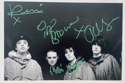 SIGNED IAN BROWN JOHN SQUIRE MANI RENI THE STONE ROSES 12x8 PHOTO RARE AUTHENTIC