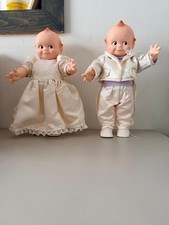 VINTAGE CAMEO KEWPIE BRIDE AND GROOM DOLLS, 16 IN TALL NO VEIL
