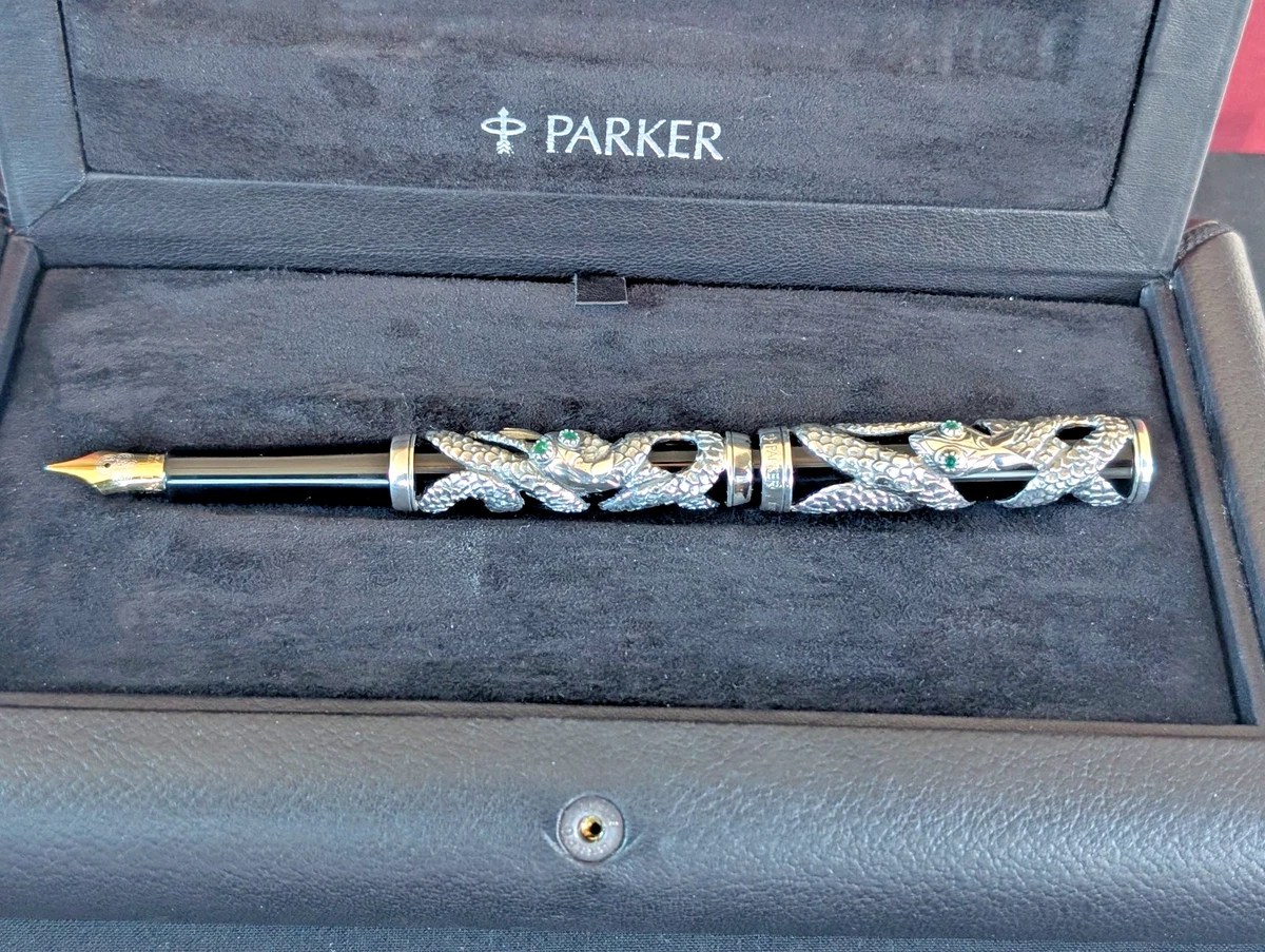 PARKER Limited Edition Sterling Silver SNAKE FOUNTAIN PEN w/Case