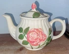 Vintage 1950's Shawnee Pottery Teapot Pink Roses USA