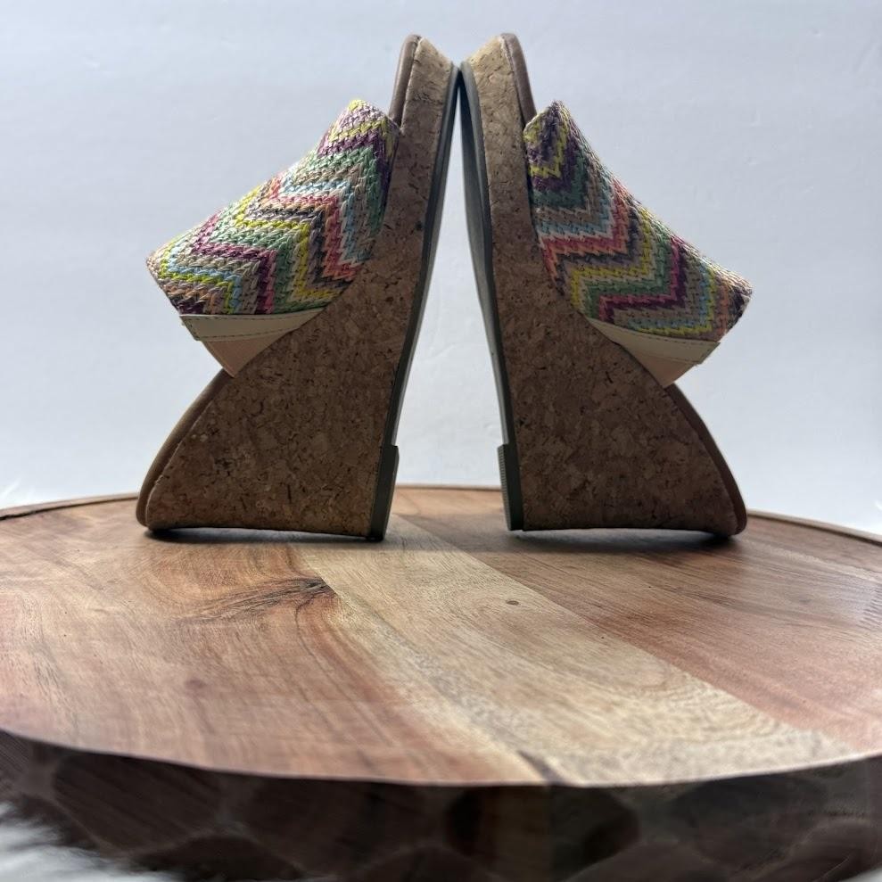 Sugar Haruki Wedge Shoes Womens Size 6M Multicolor Chevron Cork Platform Slide