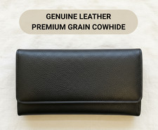 Genuine Real Leather Rolling Tobacco Pouch Luxury Case Premium Grain in Black