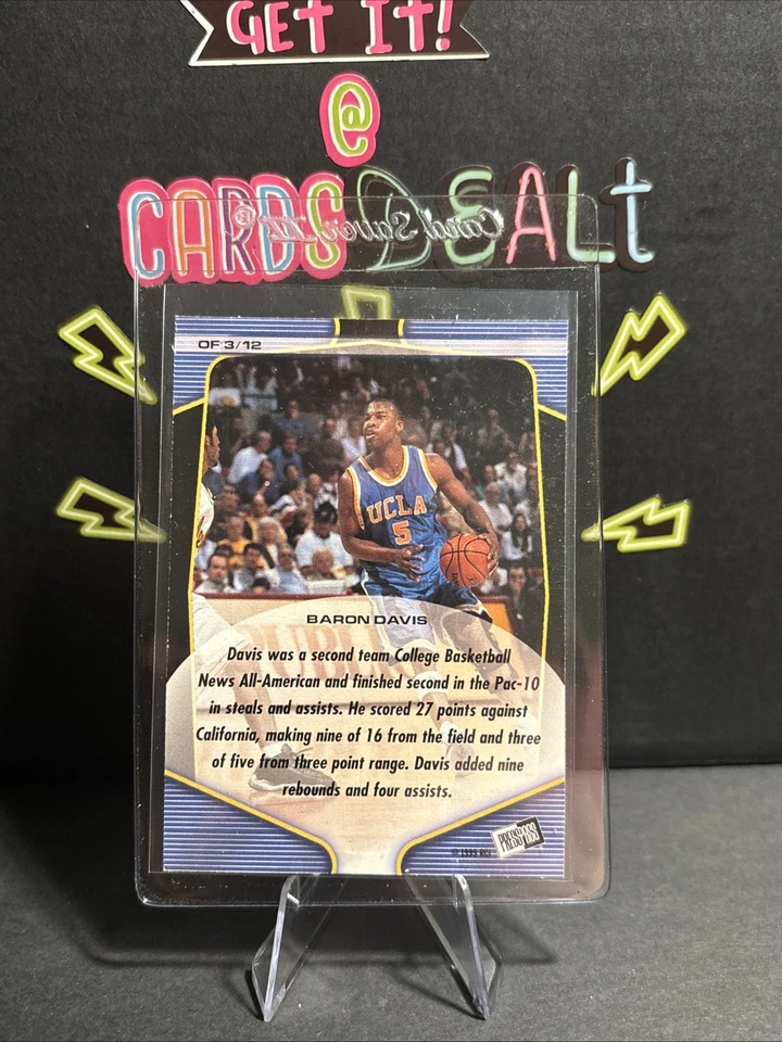 BARON DAVIS 1999 Press Pass - ON FIRE #3 - HORNETS - Image 2 of 2