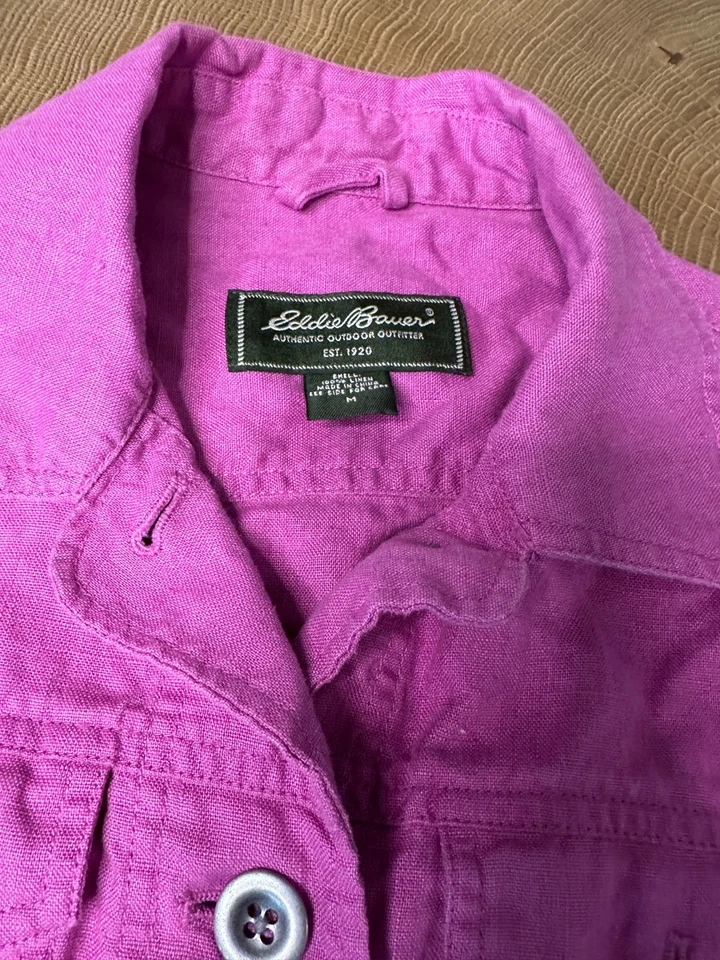 CHAQUETA CARGO EDDIE BAUER LINO AJUSTE RELAJADO NO ESTRUCTURADA MUJER M Foto 2 de 4