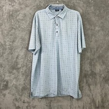 Footjoy Polo Shirt Men Sz XL Blue All Over Print Golf Resort Short Sleeve EUC