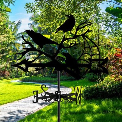 Schwarzes Schmiedeeisen, Krähenmotiv, für Dach, Garten, Terrasse Oder