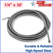 Spin Cable Replacement for Ridgid Auto-Spin Drain Snake, 1/4" x 30' Snake Cable