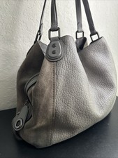 COACH RARE Beauty F1S-6958 CharcoalGREY SUEDE/BLK Leather Trim 