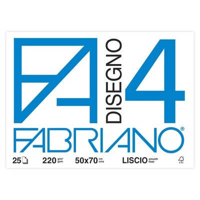 Fabriano F4 Zeichenpapier: weiß, glatt, 50 x 70 cm, 200 g/qm, vgl. da