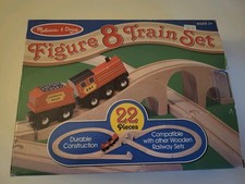 Melissa Doug Figure 8 Train 22 Piece Set Wood Railway Lightly Used