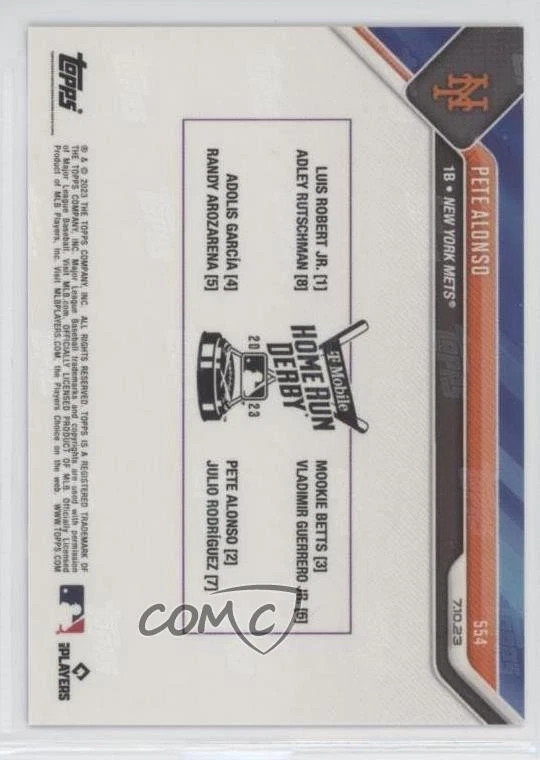 2023 Topps Now Home Run Derby Purple /25 Pete Alonso #554 - Image 2 of 2