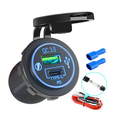12V USB C Charger Port Fast Car Charger PD QC Outlet Socket for Boat RV Marine
