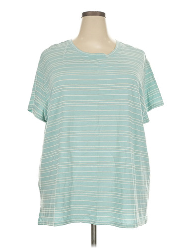 24/7 Maurices Women Green Short Sleeve T-Shirt 24 Plus