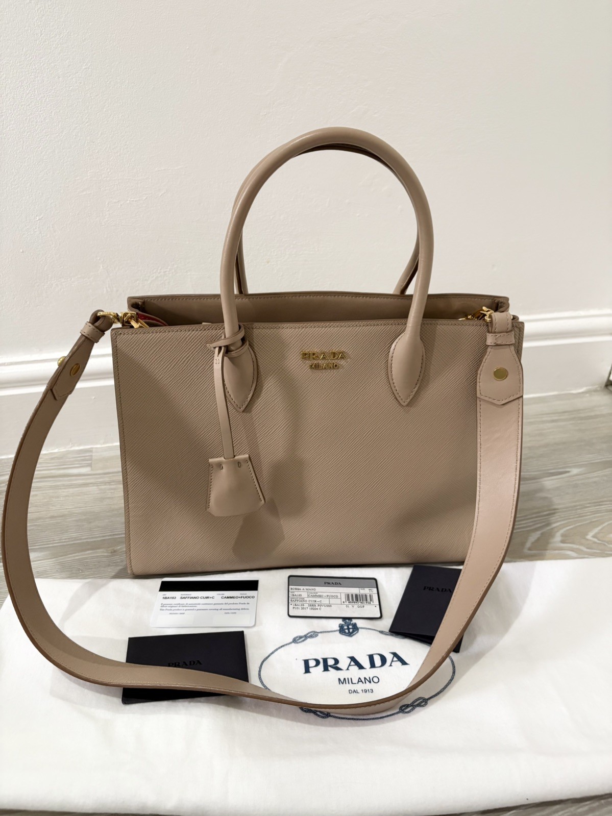 Prada Galleria Saffiano Crossbody Top Handle Bag Authentic