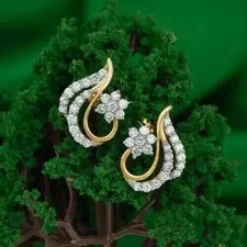 2Ct Round Cut Lab Created Diamond Women Stud Earring In 14k Yellow Gold Plated