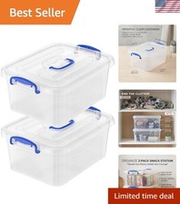 Lightweight 9 Liter Clear Plastic Bins with Locking Lids for Home Organization