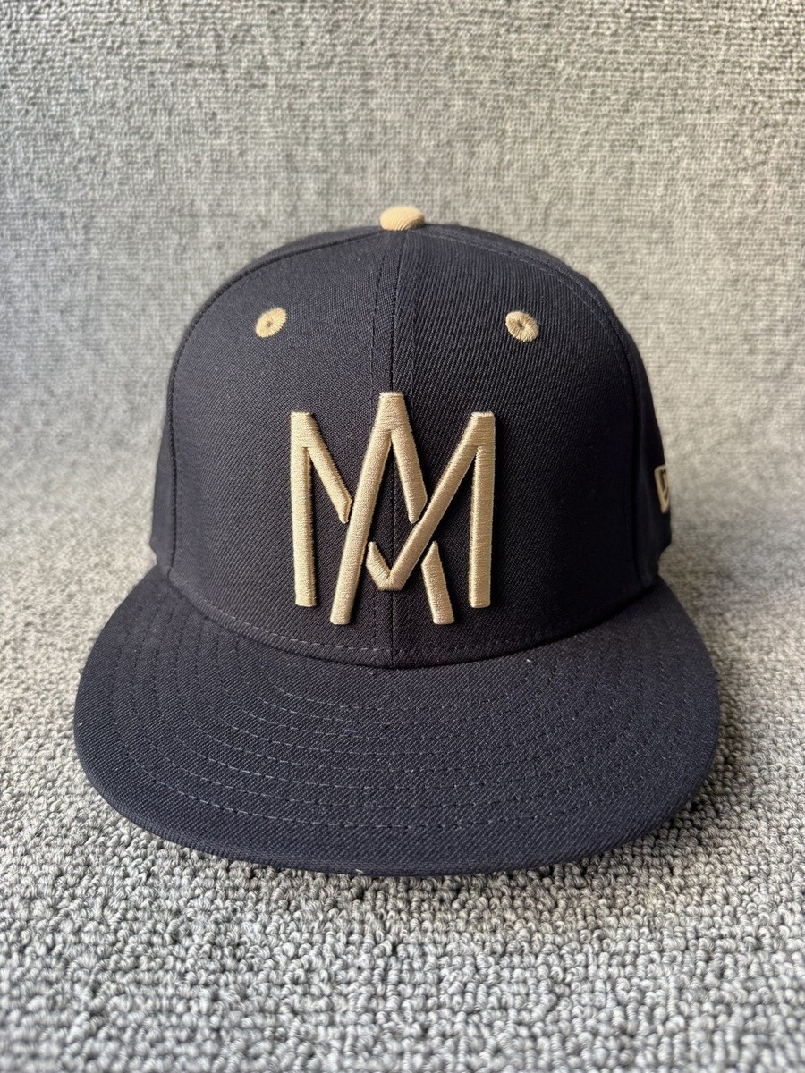 New Era Monogram 59FIFTY Fitted Black Tan 6 7 8 Flat Brim Hat
