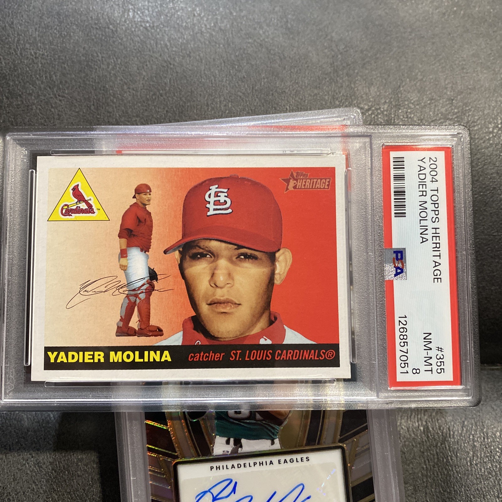 2004 TOPPS HERITAGE #355 YADIER MOLINA RC CARDINALS PSA 8 rookie NM-MT
