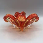 Vintage Murano Chalet Glass Orange to Clear Free Form Folded Bowl