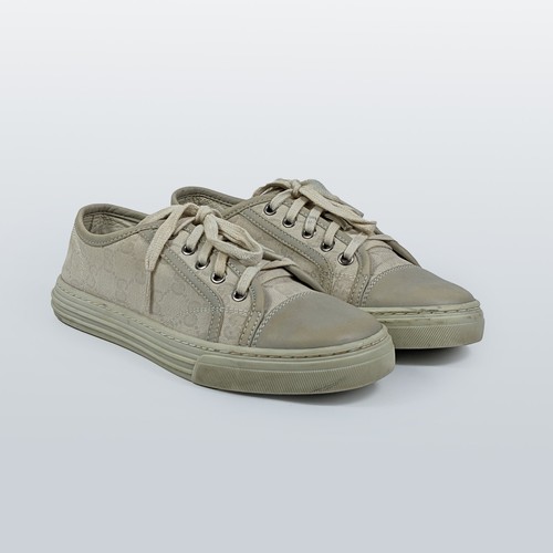 GUCCI women's beige canvas guccissima sneakers | Size EUR 35.5/US 6 (9.3 inches) - Picture 2 of 12