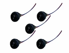 IMC AUDIO RRS-2W— Five 5 Pieces 12V w/8” Lead Wire ON OFF Round Rocker Switch