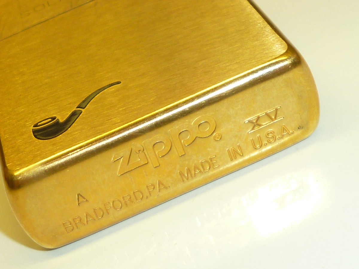 ZIPPO Lighter - Solid Brass With Motifs - Pipe Version -never 