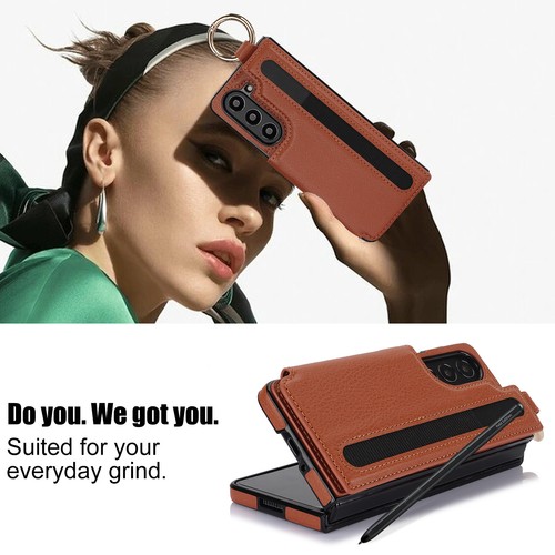 For Samsung Galaxy Z Fold3 4 5 Loop Wallet Pen Holder Leather 2in1 Case Cover - Picture 11 of 53