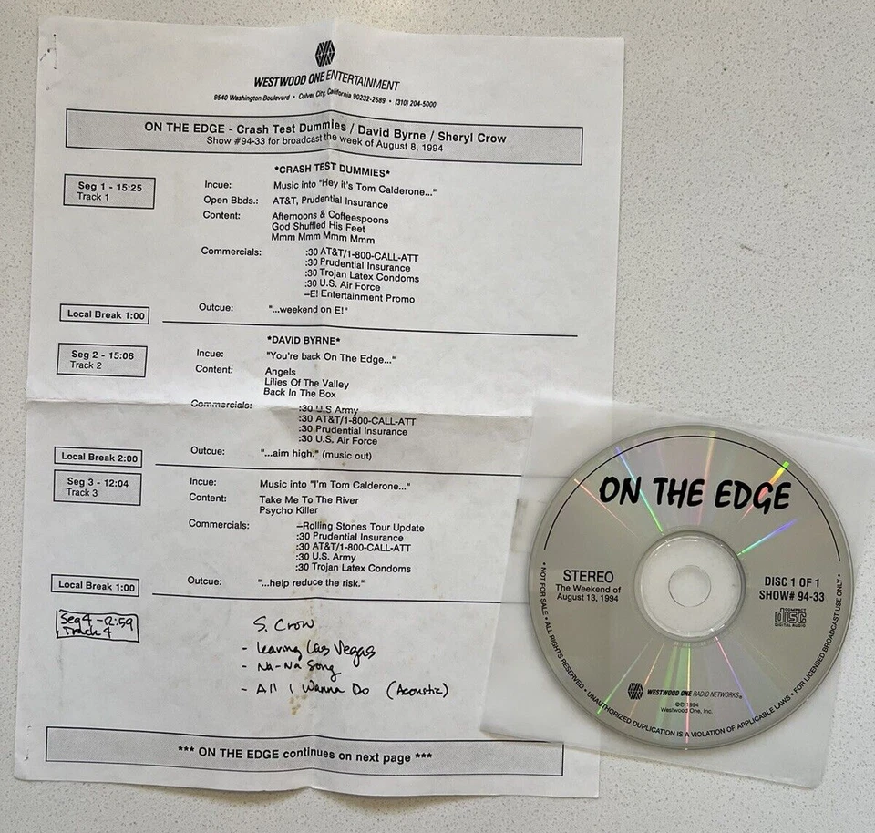 SHERYL CROW • On The Edge • 1994 Radio Show • Promo CD Interview & Acoustic Foto 2 de 3