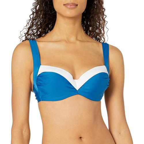 Panache PETROL/WHITE Portofino Molded Balconnet Bikini Swim Top, US 32D, UK 32D - 第 3/5 張圖片
