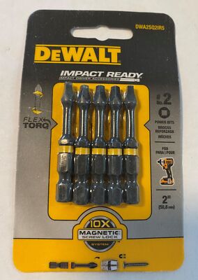 Dwa2sq2ir5 DEWALT FlexTorq Square #2 X 2 In. L Impact Driver Bit Black