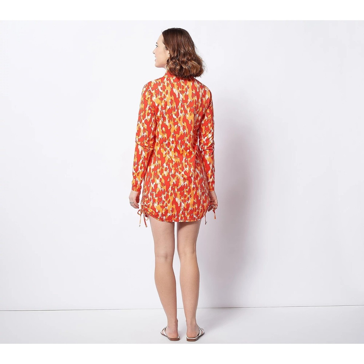 Zuda UPF 50 Half Zip Cover Up Ruching Detail Womens XXS True Red
