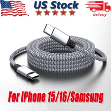 60W USB-C to USB-C Cable Fast Charger lot PD Nylon Cord iPhone 16 15 Pro Samsung