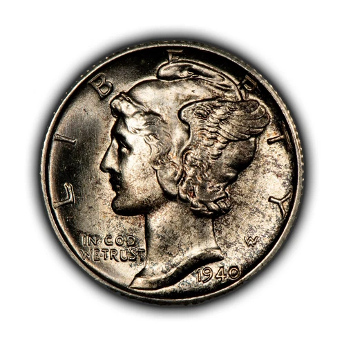 1940-D 10c Silver Mercury Dime - Original Toning - Frosty BU - SKU-Z5302