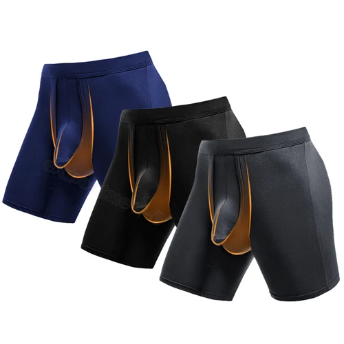 1-3PCS Mens Underwear Dual Pouch Trunks Separation Pouch Bulge Boxer Briefs - Picture 18 of 34
