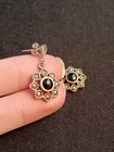 Vintage Marcasite Petite Drop Earrings Black Onyx Sterling Silver BEAUTIFUL  — photo 2