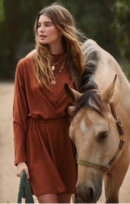 free people maria mini dress Free People FP Beach Santa Maria Mini Dress Size XS Sienna Brown Burnt  Orange