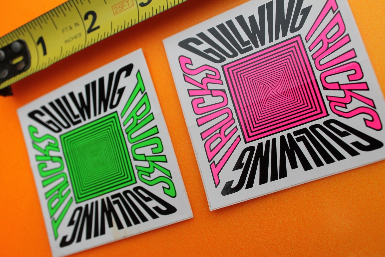 GULLWING Skateboard Trucks Neon 80's Twilight Zone OG Vintage STICKER - Lot of 2