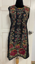 ANNA SUI sleeveless Floral sparkling Silk Dress