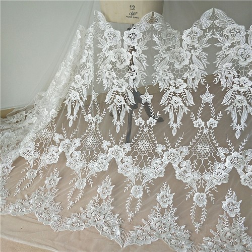 Embroidery Dancing Evening Dress Tulle Blossom Wedding Bridesmaid Lace Fabric - Afbeelding 1 van 5