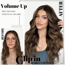 2 - Pelidon Curly Clip In Hair Extensions 24  Hair Color 4  Darkest Brown  