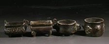 Old China Bronze Dynasty Dragon Lion Islamism Incense Burner Censer 4 Piece Set