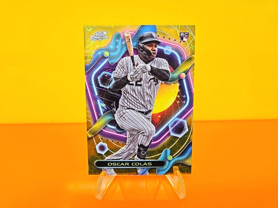 Oscar Colás 2023 Topps Cosmic Chrome RC Gold Interstellar Refractor #/50 - Image 2 of 4