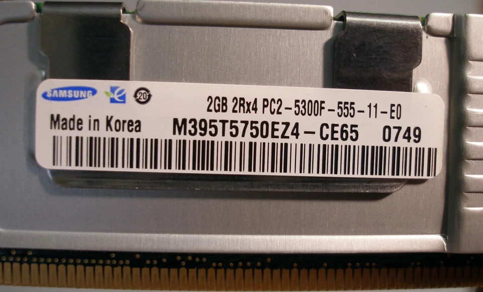 Samsung M395T5750EZ4-CE65 2GB PC2-5300 DDR2-667 ECC CL5 240-Pin DIMM Memory - Image 3 of 3